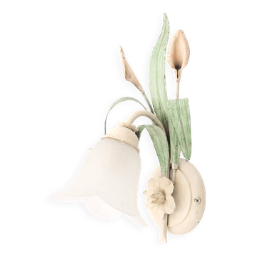 Applique murale tulipe en avec feuilles et fleurs, années 80