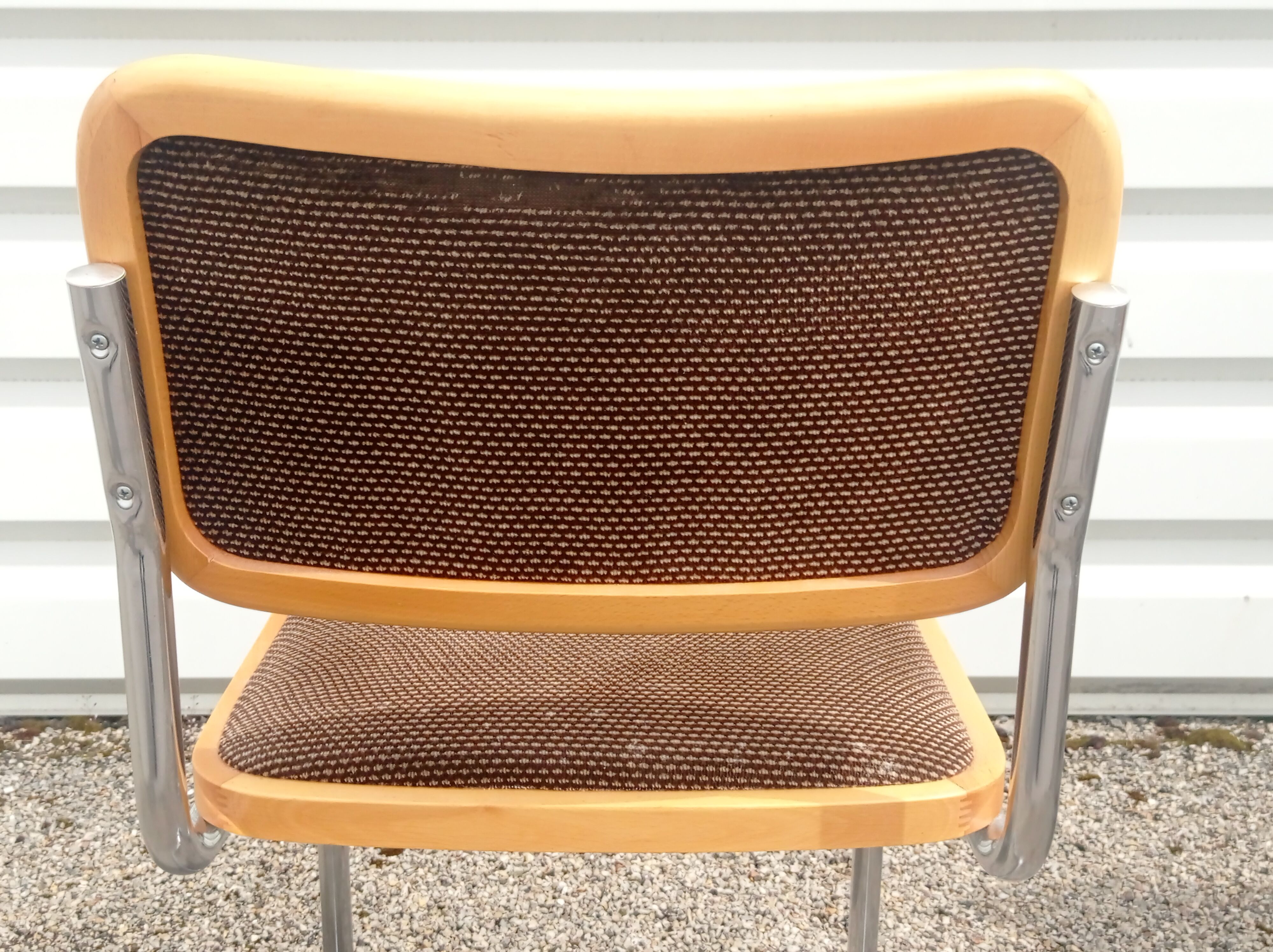 Series of 4 wooden chairs by Marcel in wood and fabric