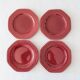 4 flat plates red ruby relief Art Decoo