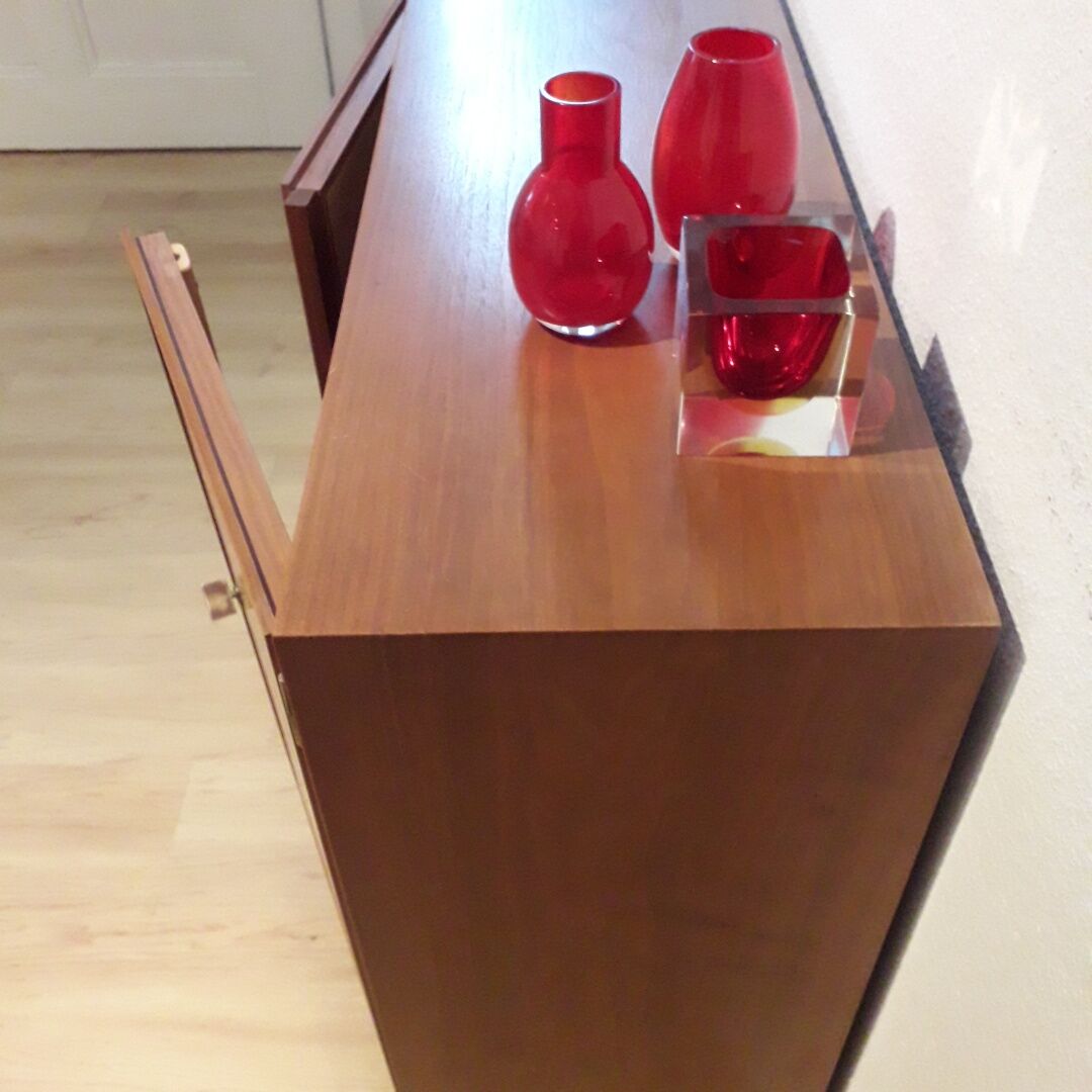 Red Lacquer Bar with gold leaf detail France circa 1950