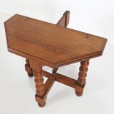 Antique French octangular folding table in solid oak, ca. 1850