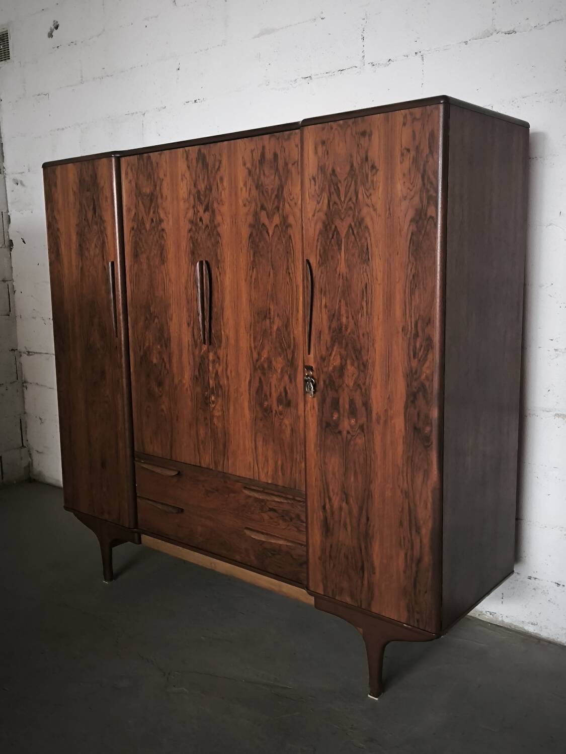 Vintage Scandinavian wardrobe in rosewood