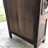 Breton bonnet cupboard in solid oak with 1 door and 1 drawer.