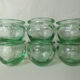6 vintage glass jam jars