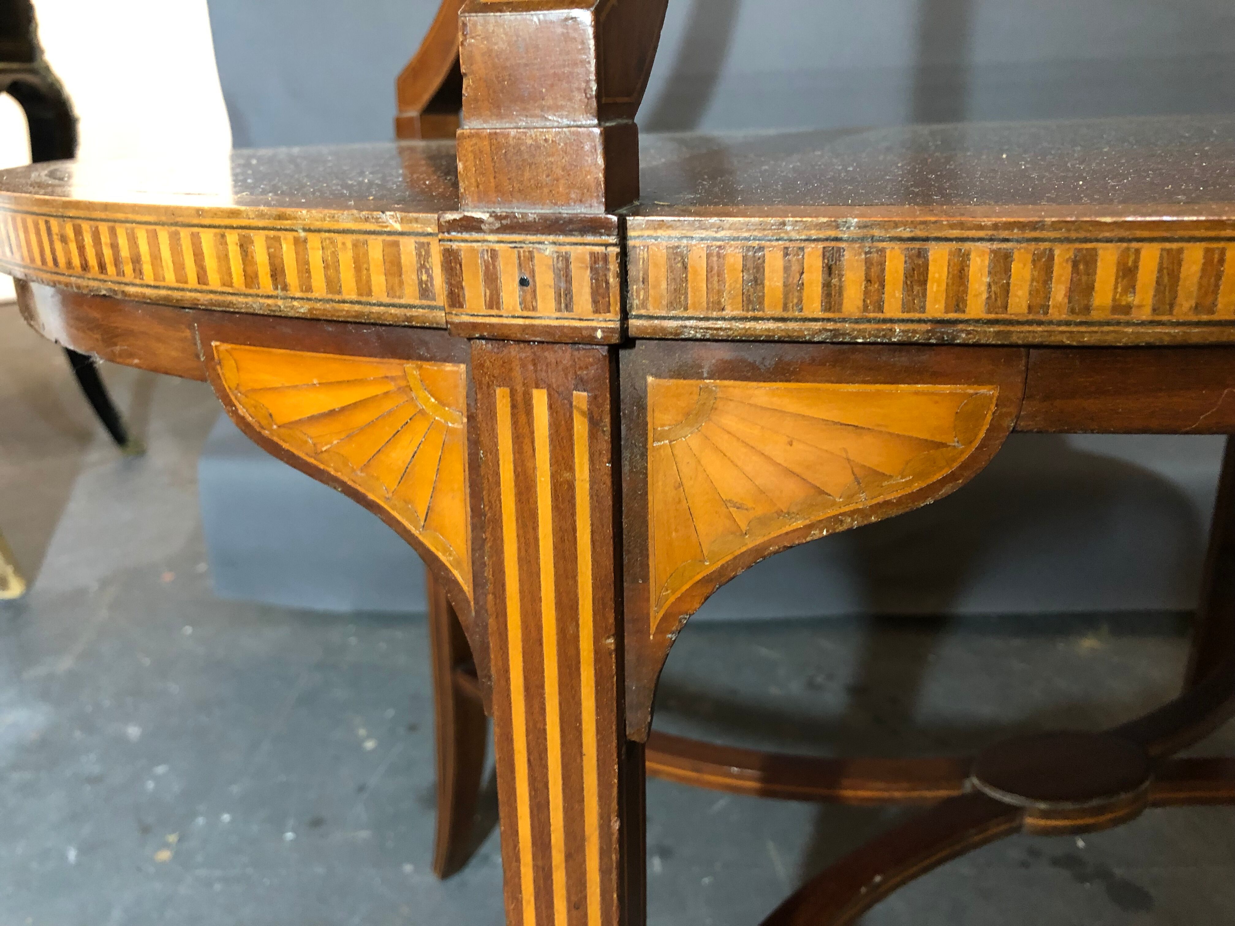 Old-fashioned tea table, 1920 in marquetry
