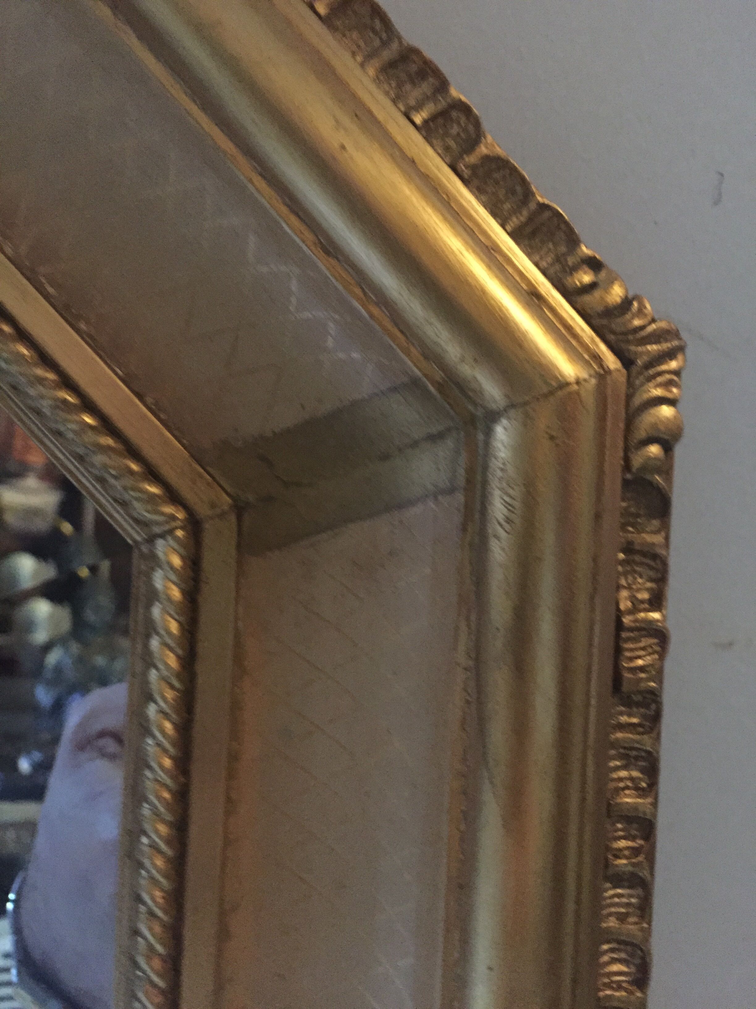 Octagonal mirror wooden gold 88 x 68 cm