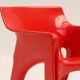 Set of 4 red "Gaudi" armchairs by Vico Magistretti for Artemide