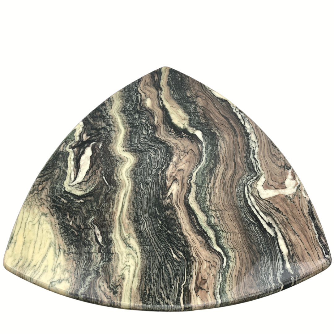 Cipollino marble kidney oval side table, Italy