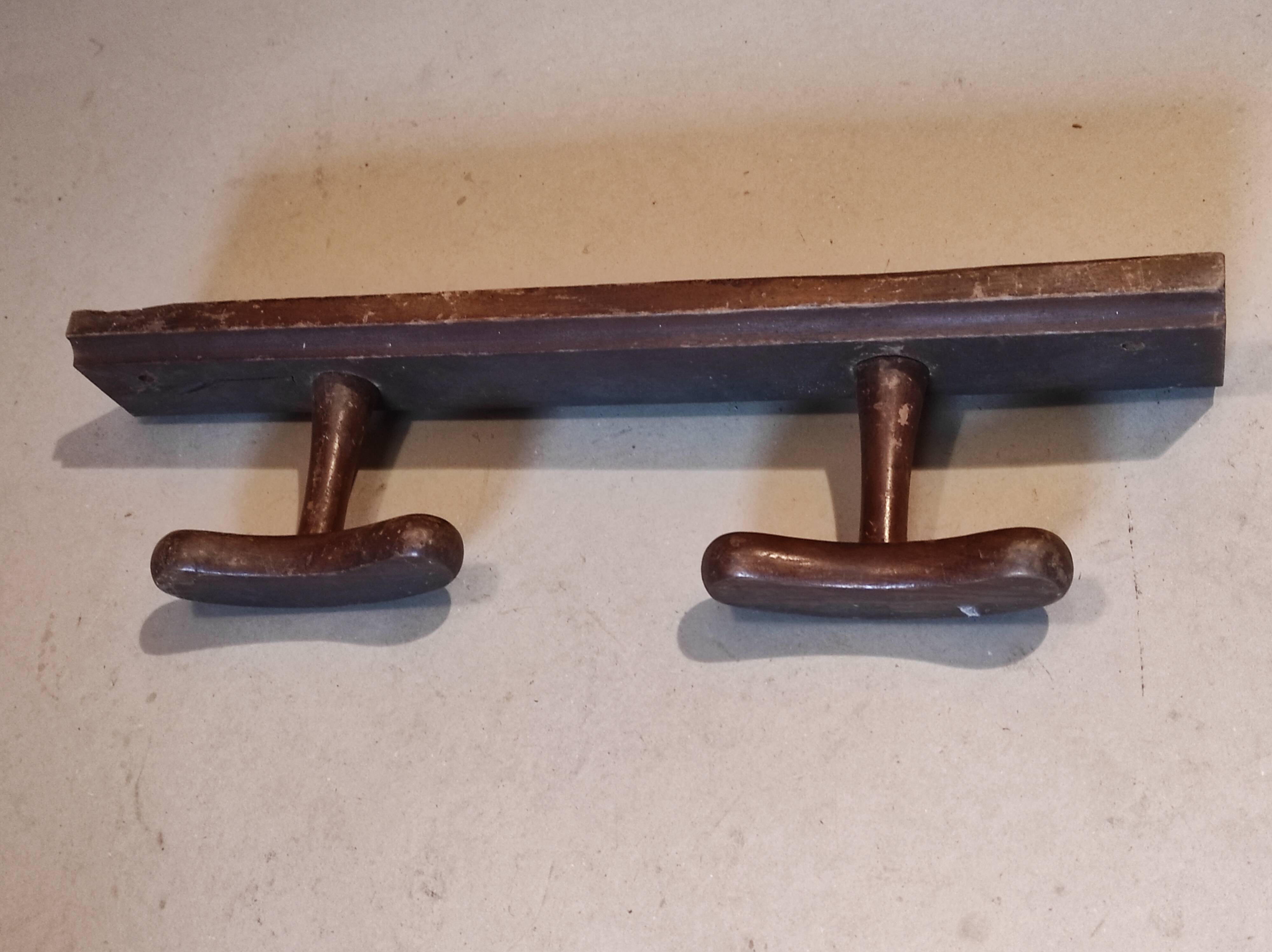 Old rustic vintage wooden wall door 2 hooks