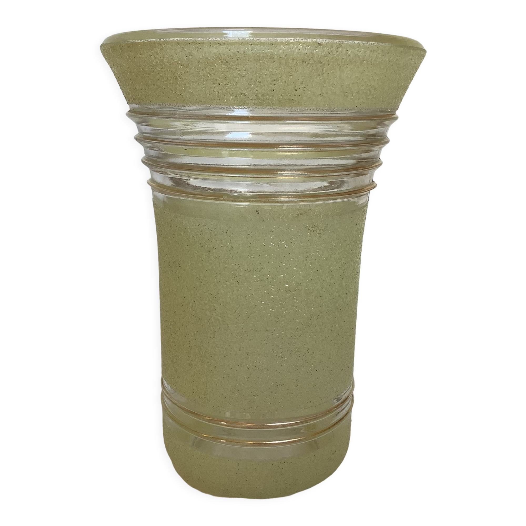 Old yellow frosted glass vase