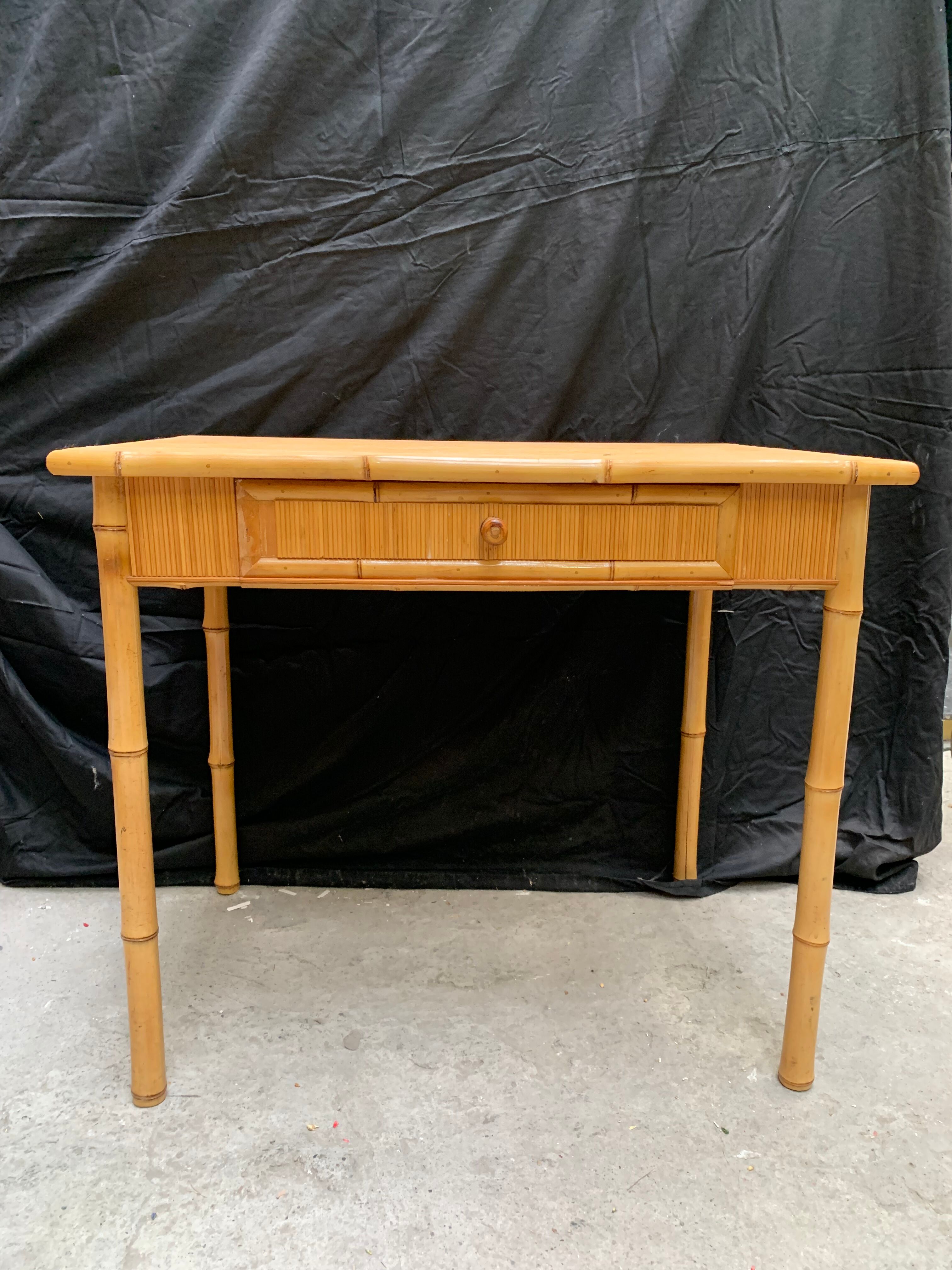 Desk and its vintage bamboo chair