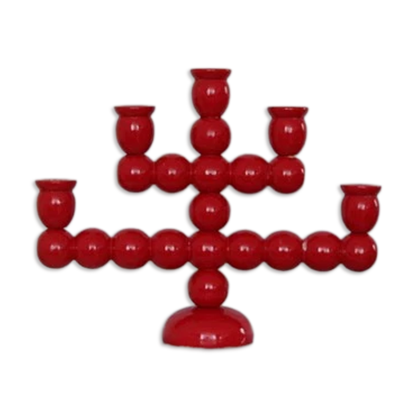 Swedish Mid Century Five-Arm Bobbin Candle Holder