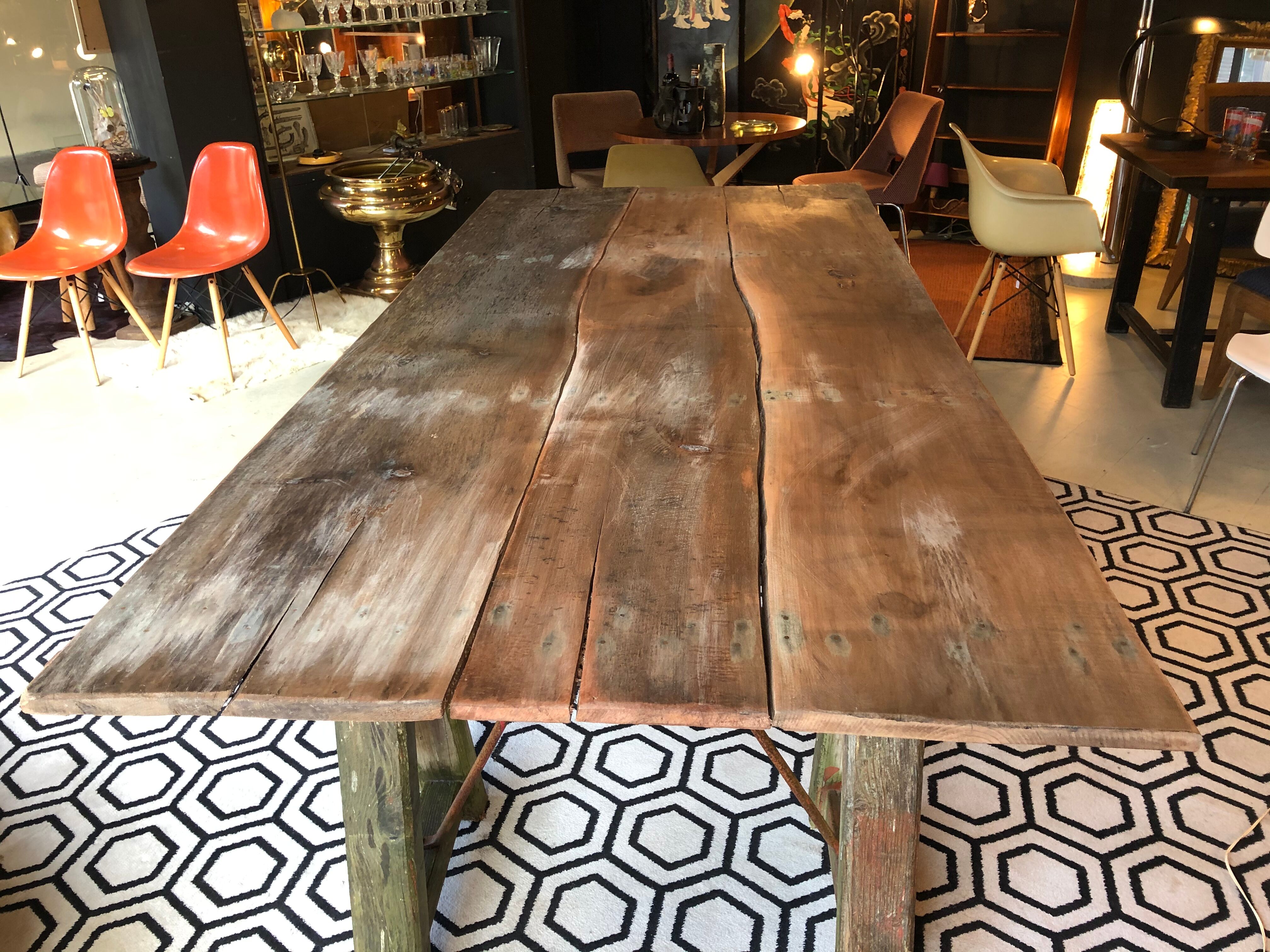 Farm table on trestles