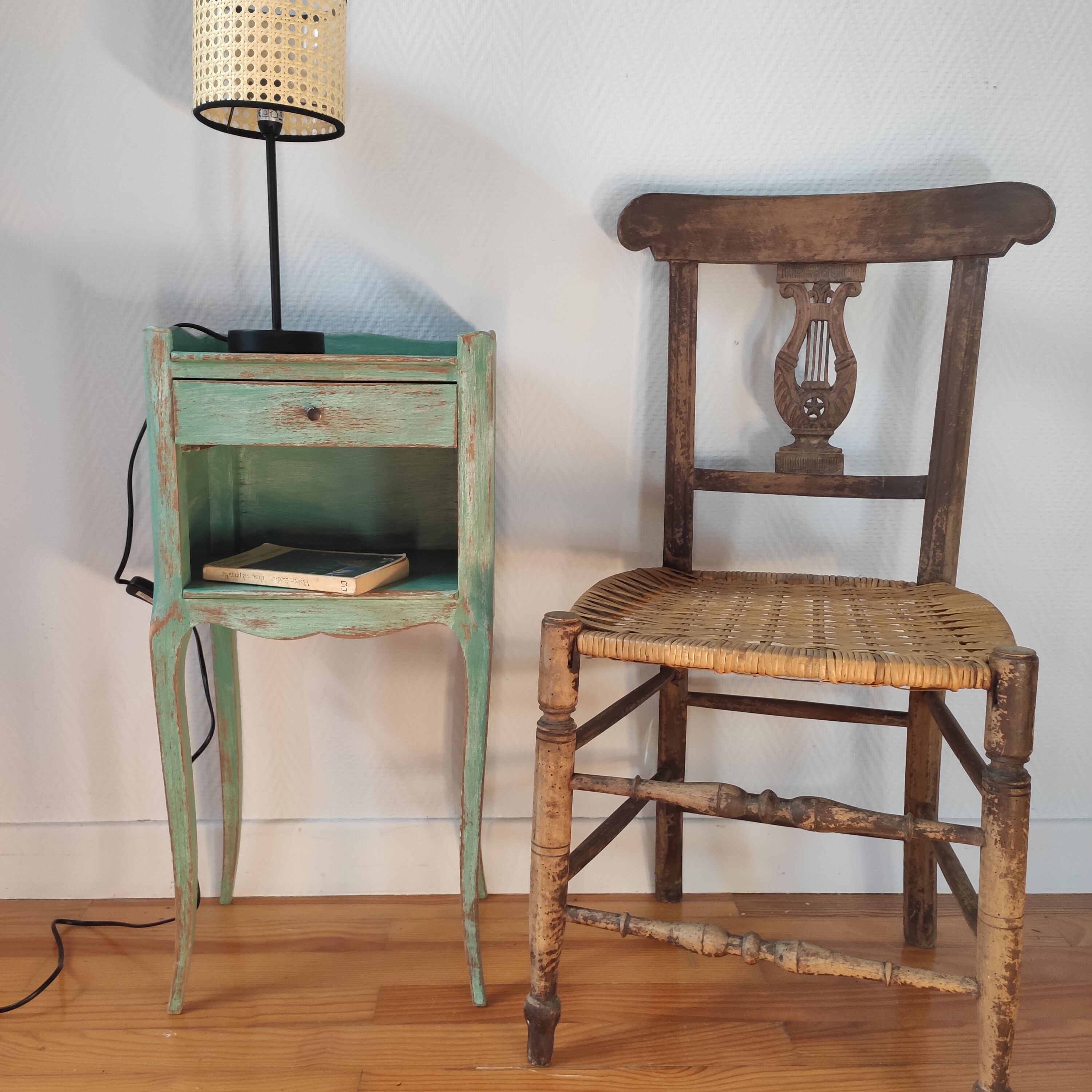 Pair of patinated bedside tables