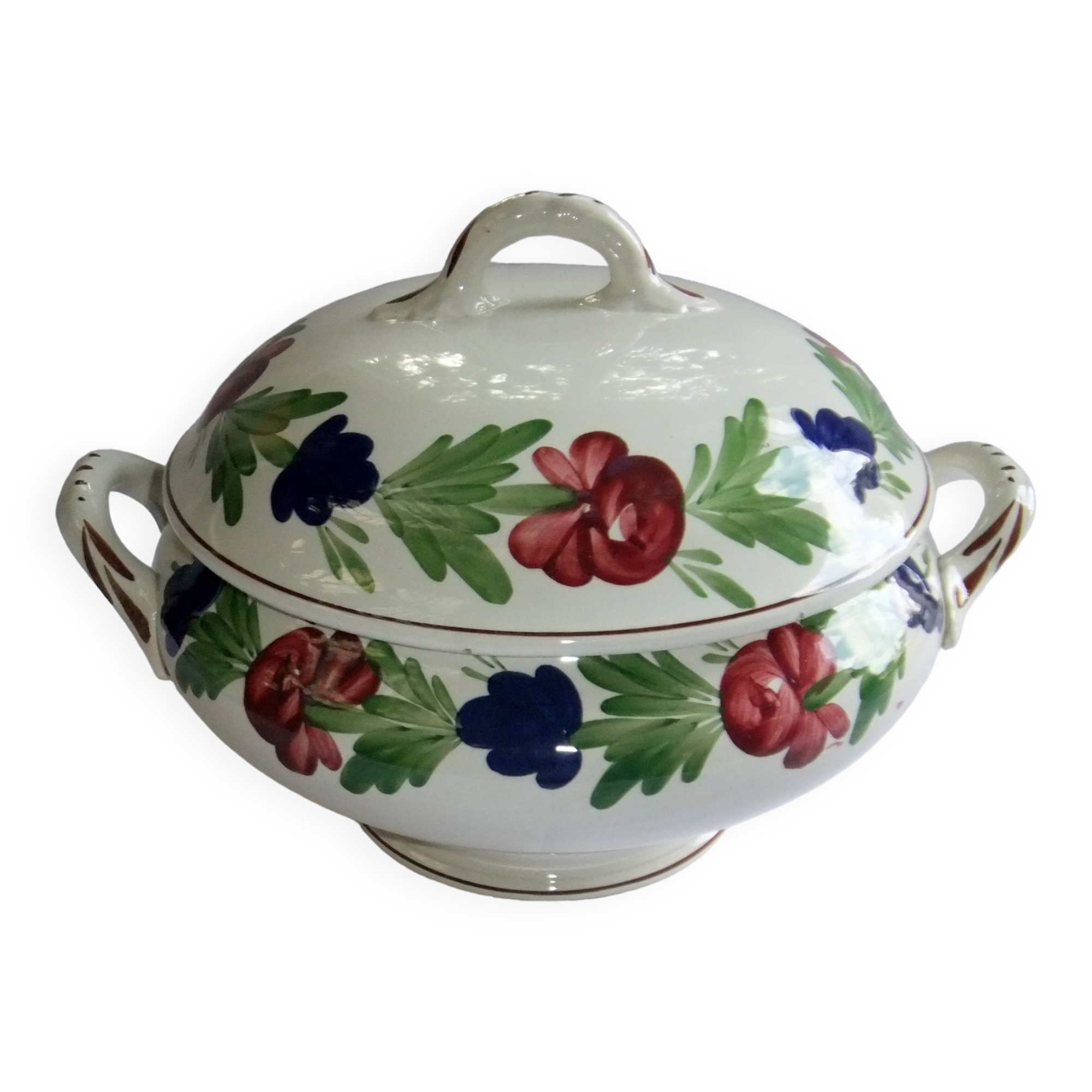 Old earthenware tureen Niderviller Moselle large format covered pot