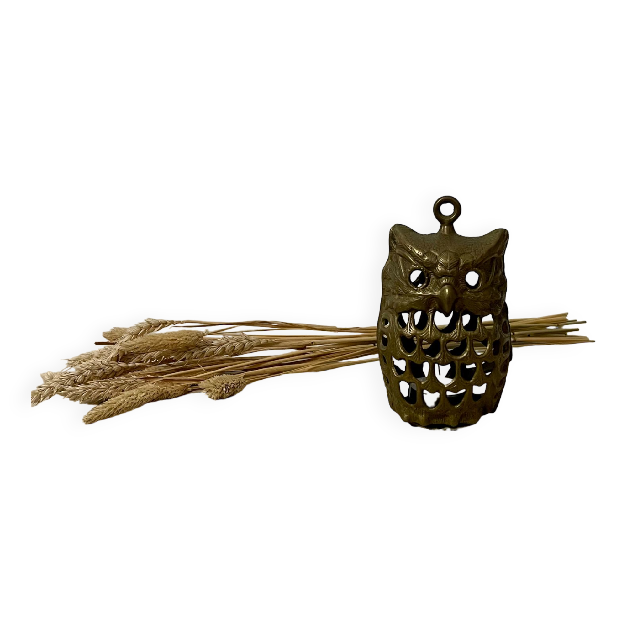 Brass owl tealight holder