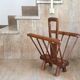 Brutalist wooden magazine holder, folk art, 50s