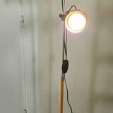 Vintage 1970s floor lamp with 2 spots, chrome, orange and black.