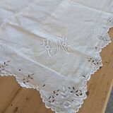 Ensemble ancien drap plat et 2 taies d'oreiller