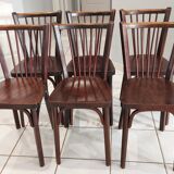 Suite de 6 chaises de bistrot Baumann vintage 1960