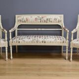 Louis XVI style lounge with benches and armchairs – 2nd part of the 20th century