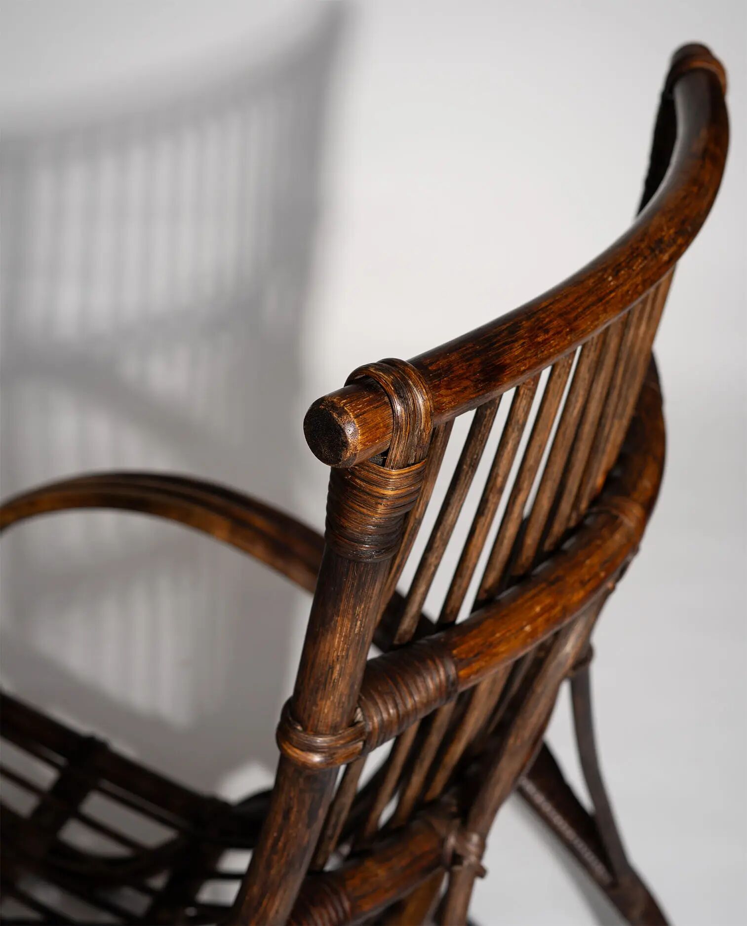 Pair of Sculptural Dutch Rattan Lounge Armchairs, Mid-Century Modern, 1960s