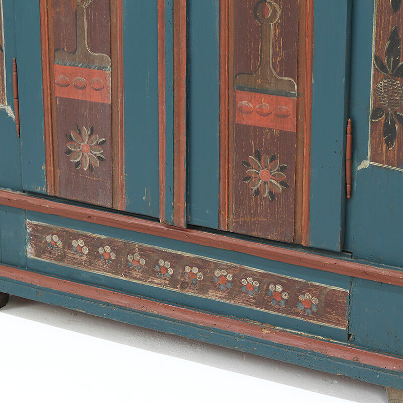 Rustic Farmhouse Folk Art Painted Bridal Cabinet from 1841