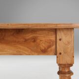Wabi sabi style French dinner table in elm wood with drawer, ca. 1850