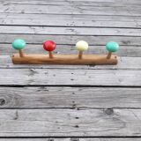 Vintage wall coat rack - Wood and plastic - 1970s