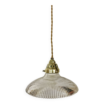 1950s holophane glass pendant light