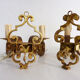Former pair bronze wall sconces with double lights and tassels. Art Deco period