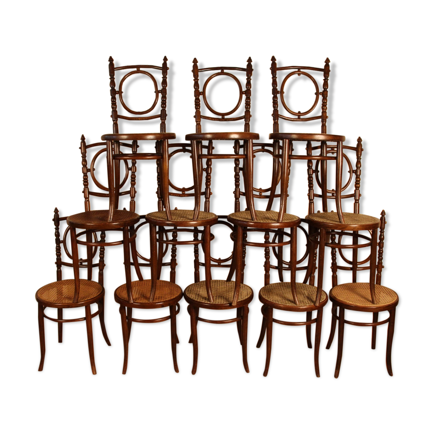 Set twelve bistro chairs