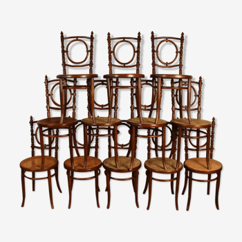 Set twelve bistro chairs