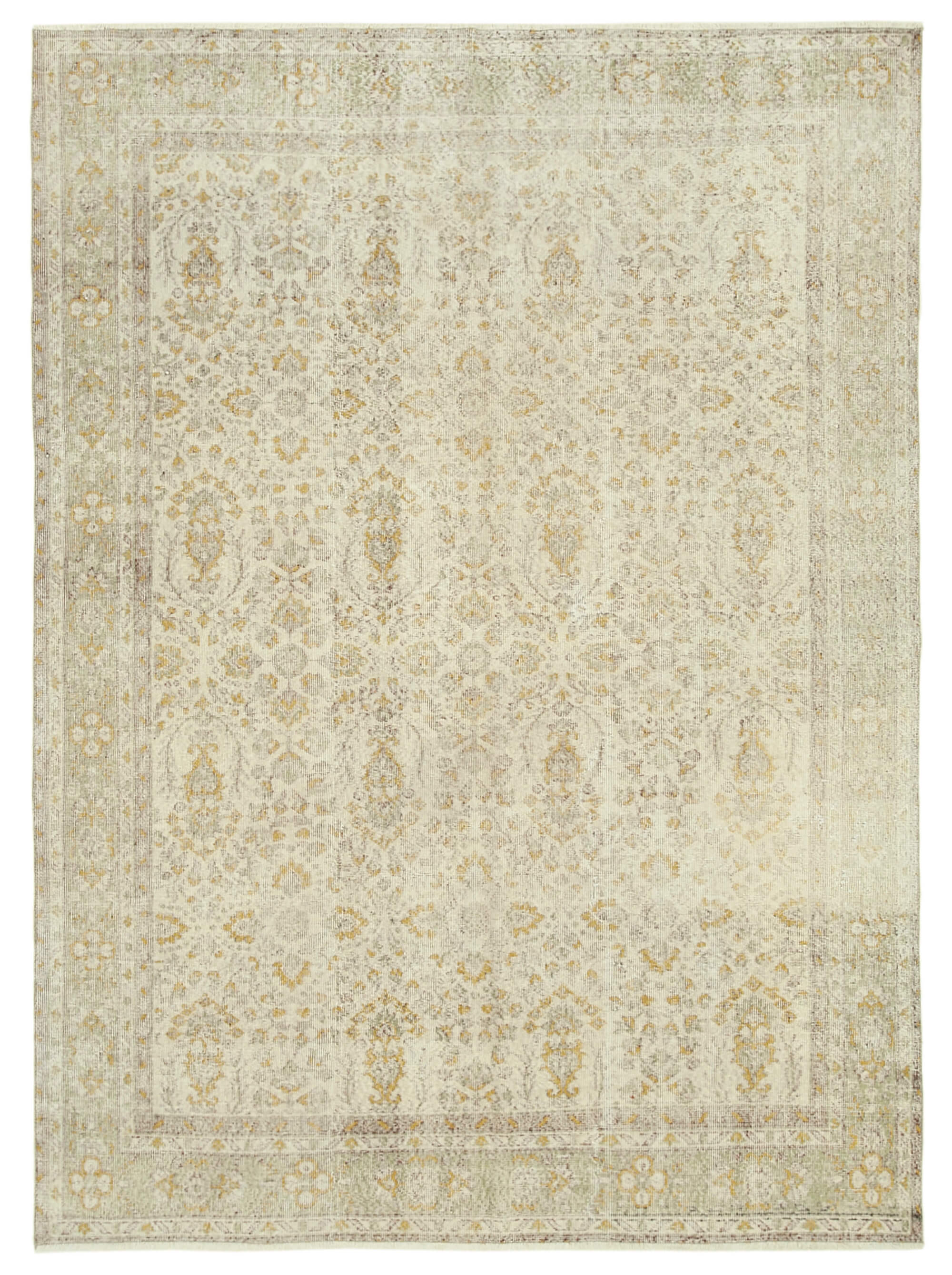 Tapis décoratif beige anatolien tissé à la main 206 cm x 286 cm