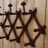 Turned wood wall coat rack