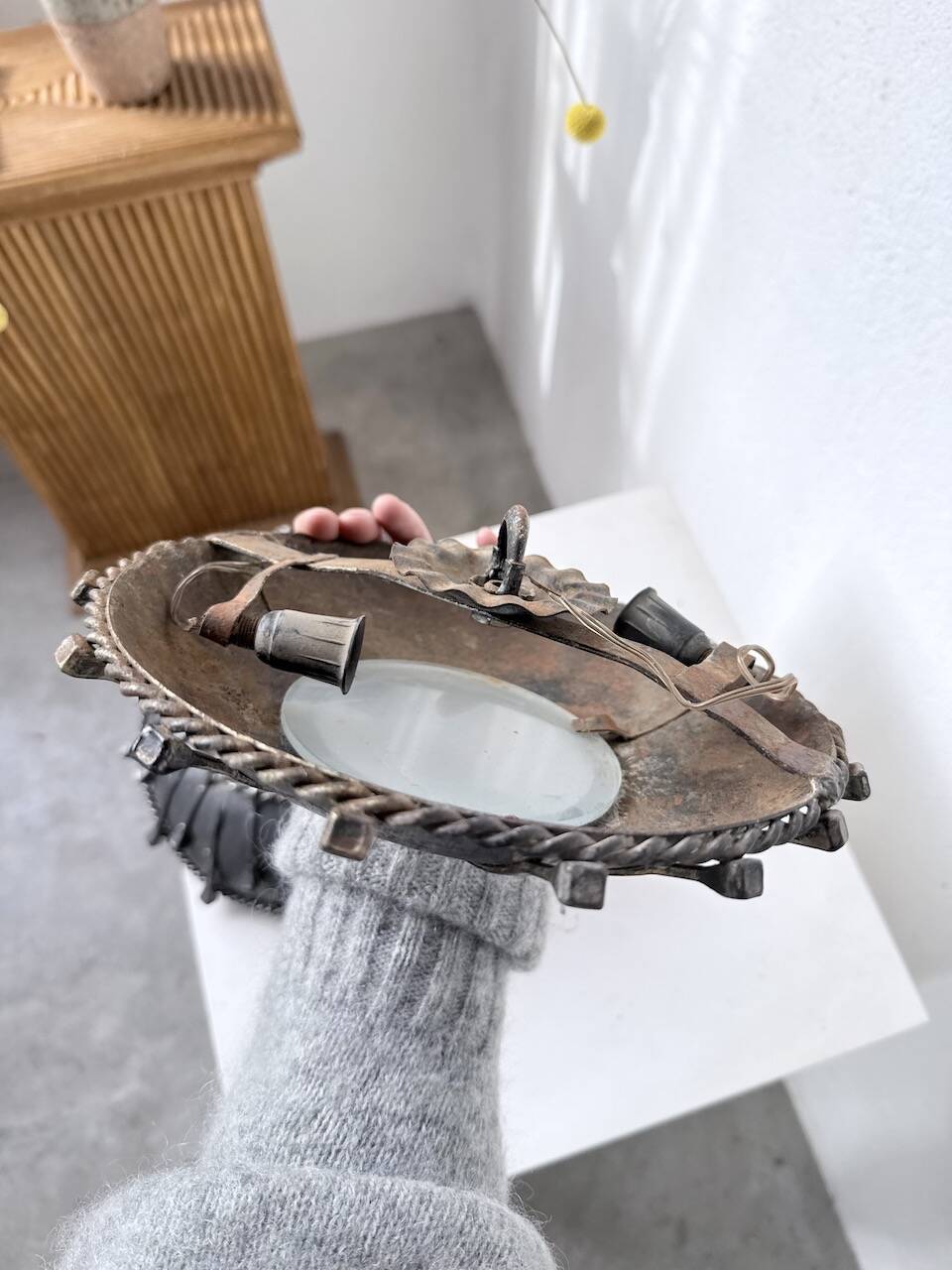 Brutalist "nail" wall sconces