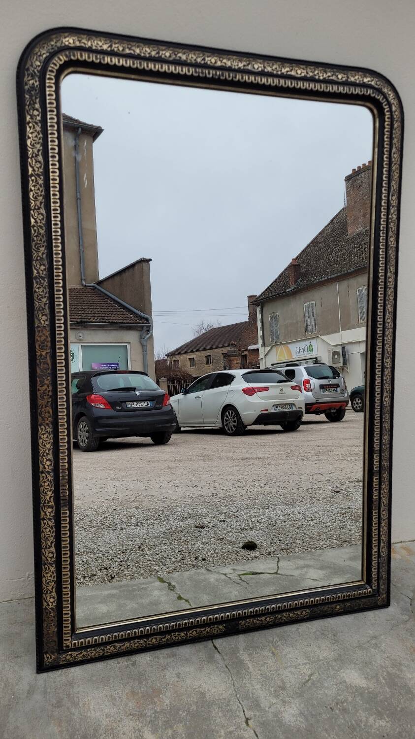 Louis Philippe Napoleon III mirror in decorated gilded wood - 1m70