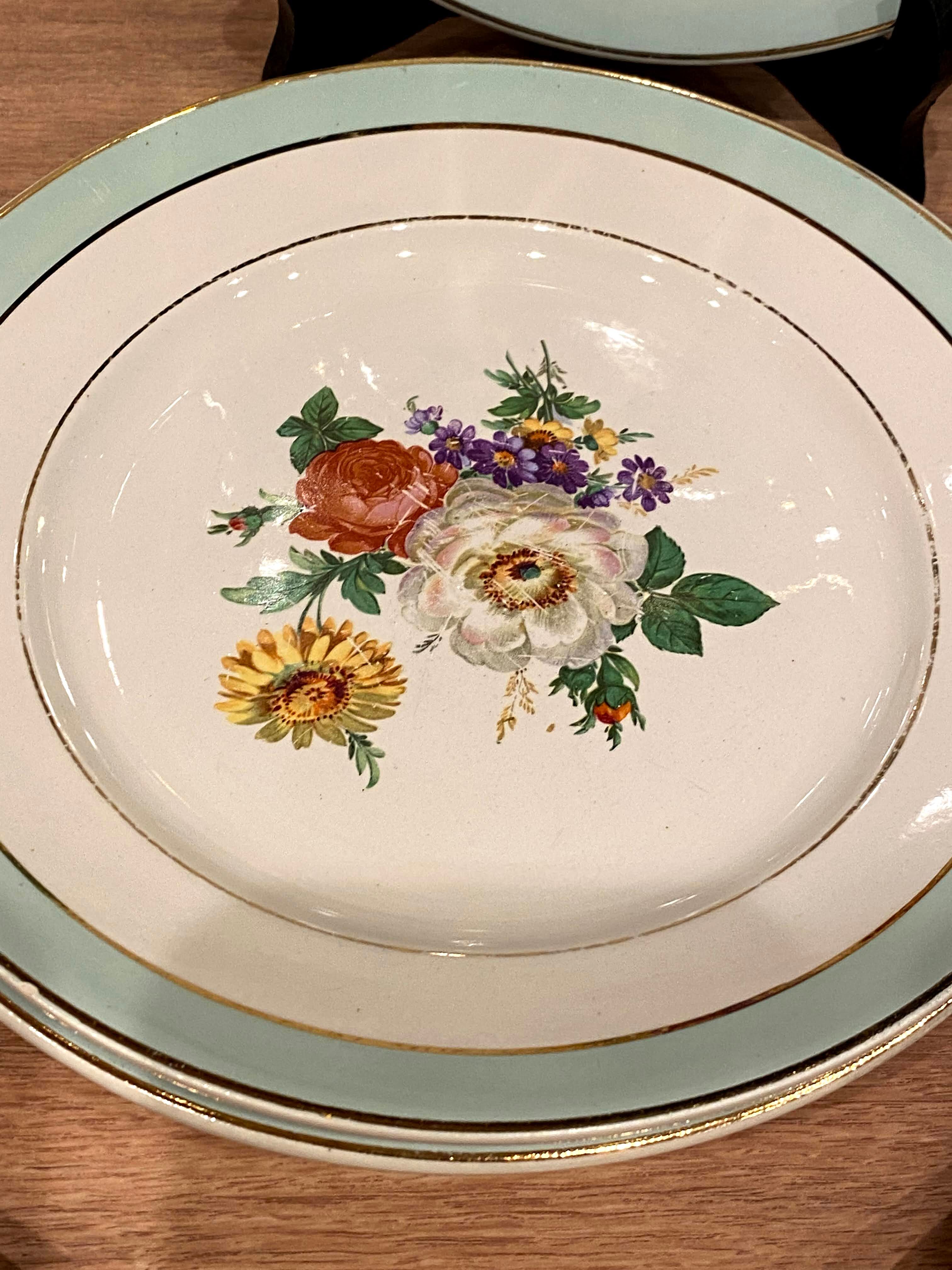 6 flat plates in half-porcelain Badonviller