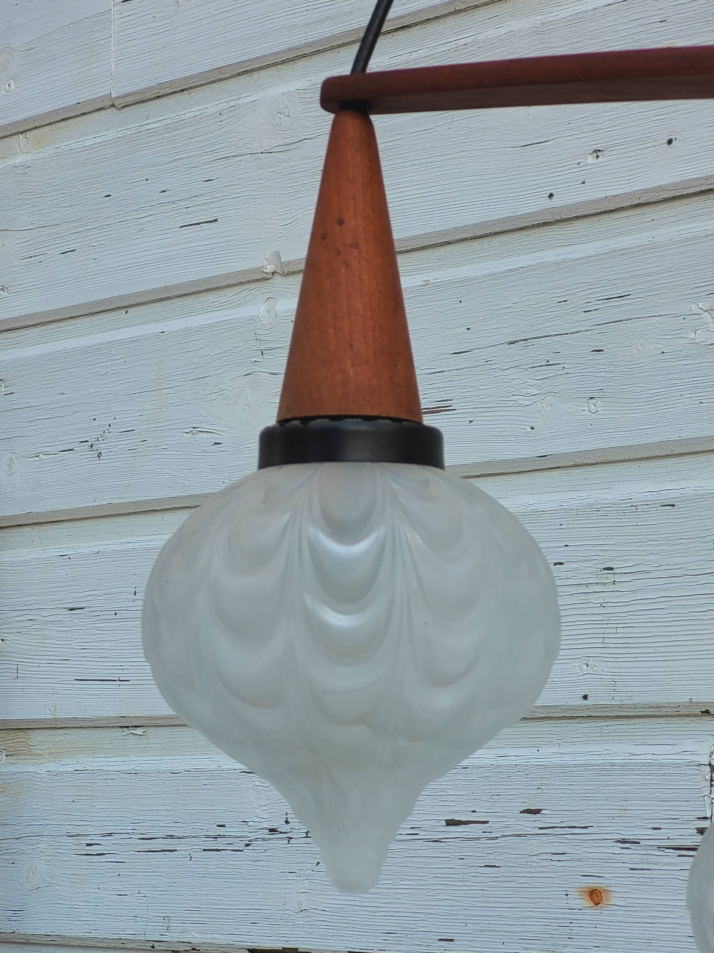 Boomerang Cascade Pendant Chandelier in Teak and Glass from Philips, 1950s