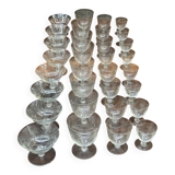 Art Nouveau Set of 32 Crystal Glasses - Engraved and Frosted Floral Pattern