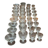 Art Nouveau Set of 32 Crystal Glasses - Engraved and Frosted Floral Pattern