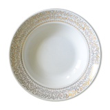 Hollow dish aboard golden flowers