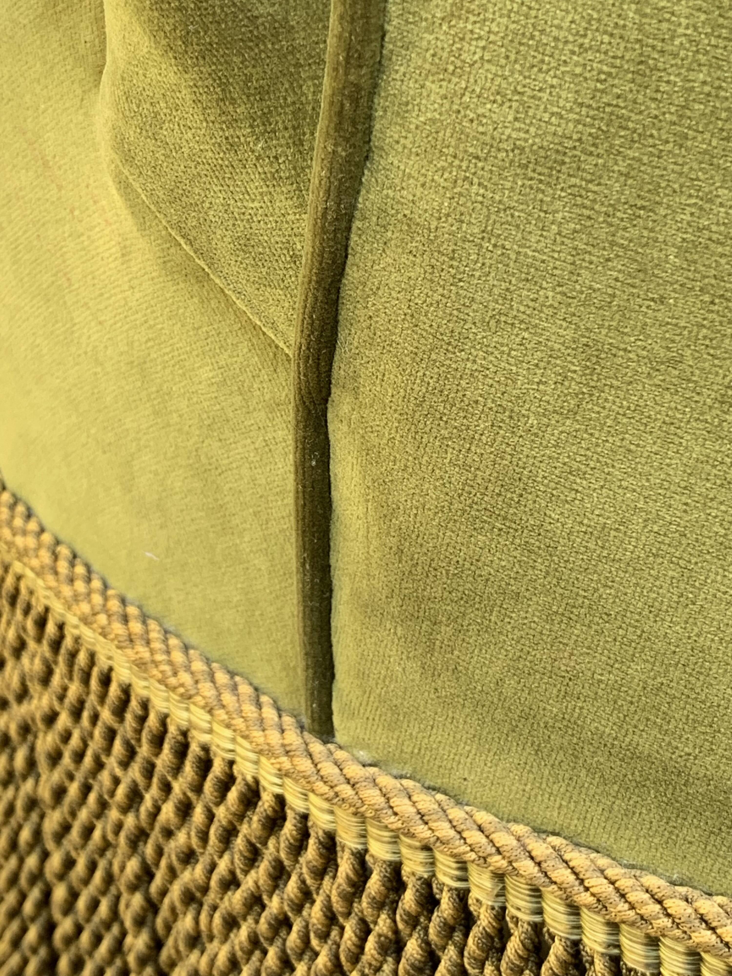 Vintage green velvet toad armchair