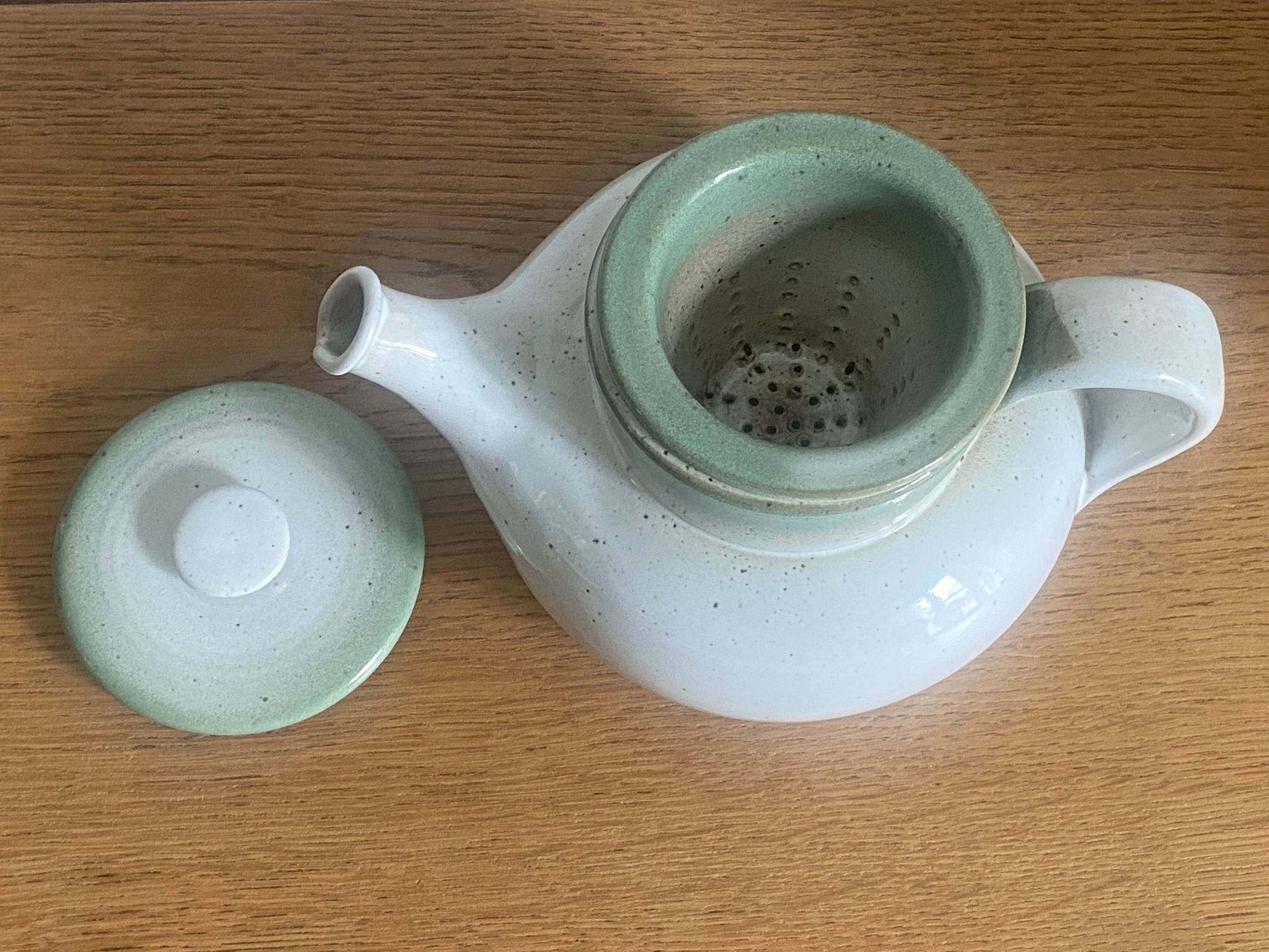 Large Vintage Teapot / Teapot with Pyrite Stoneware Infuser - Signed