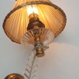 Pair of vintage wall lamps plexi lampshade pleated gold