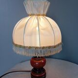 Rustic chic bedside lamp, wood and dome lampshade