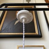 Pair of white glass hanging lamps