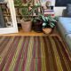 Romanian vintage carpet with stripes, made by hand in wool
