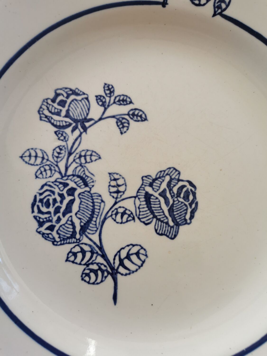 Old St Amand flat plates, blue roses