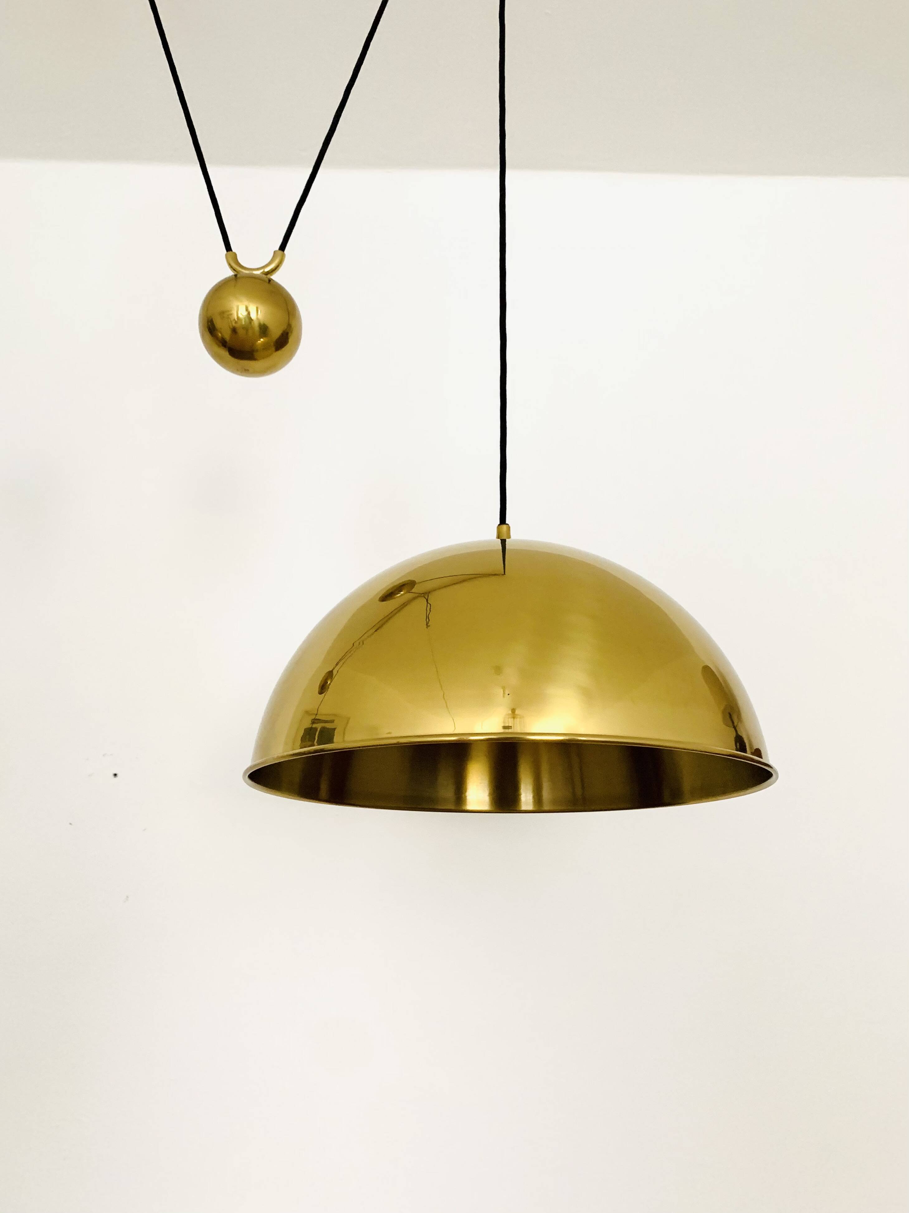 Large Adjustable Double Posa44 Brass Pendant Lamp by Florian Schulz